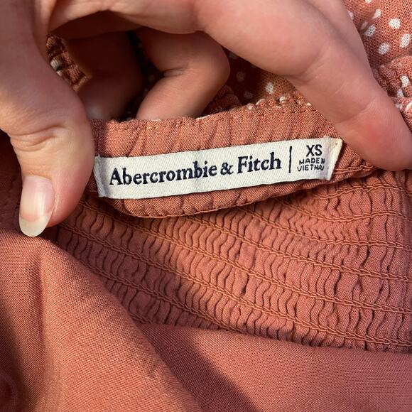 Abercrombie & Fitch Linen Polka Dot Romper Womens Size XS Pink White - Picture 2 of 9